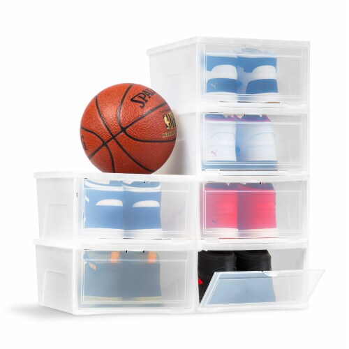 6Pcs Collapsible Shoe Box Stackable Shoe Storage Bin Transparent Dustproof  PP Shoe Organizer, 1 unit - Fry's Food Stores