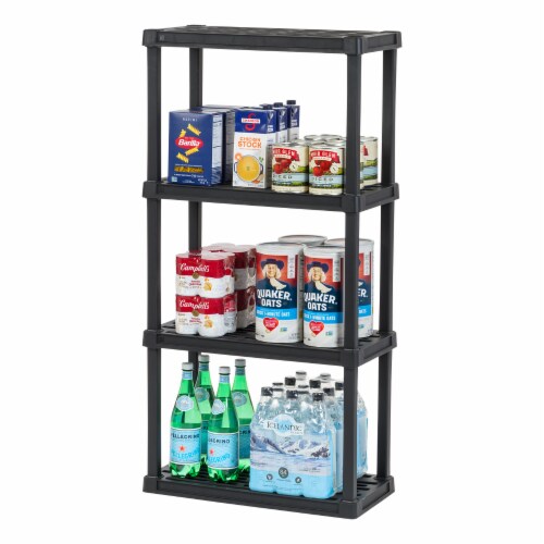 Iris USA, Plastic Rack Shelf with 5 Large Shelves, Black