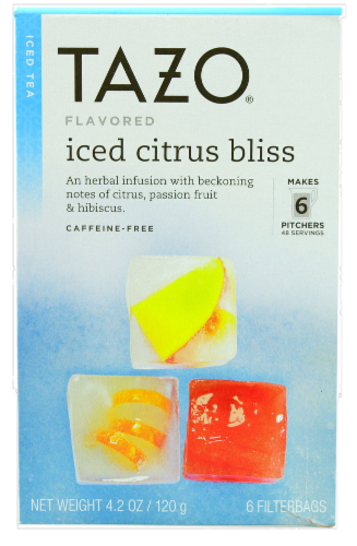 Tazo Iced Citrus Bliss Iced Herbal Tea Bags Perspective: front