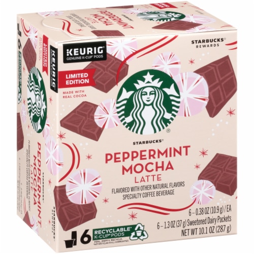 Starbucks Limited Edition Peppermint Mocha Caffe Latte K Cup Pods Flavor Packets 6 ct 0.38 oz Kroger