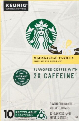 Starbucks Double Caffeine Madagascar Vanilla Flavored Coffee K-Cup Pods Perspective: front