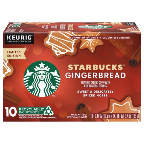 Starbucks Coffee Company Holiday Limited Edition Gingerbread Coffee K Cups  Pods - 22 Count - 1 Box