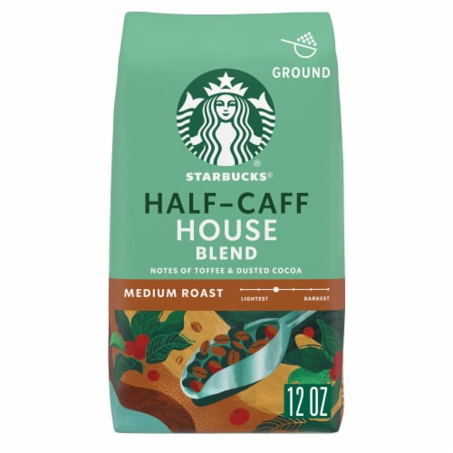 Starbucks Half-Caff House Blend Medium Roast Ground Coffee Perspective: front