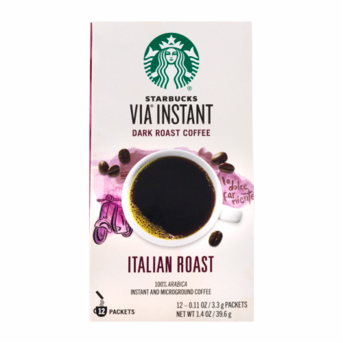 Starbucks VIA Dark Roast Italian Roast Coffee Packs Perspective: front