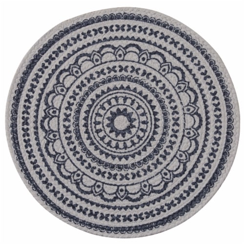 Split P Zuri Medallion Printed Round Placemat Set - Navy Perspective: front