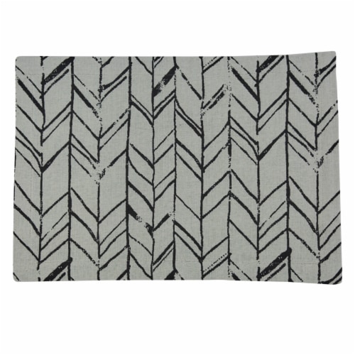 Split P Distressed Herringbone Jacquard Placemat - Set of 4 Perspective: front