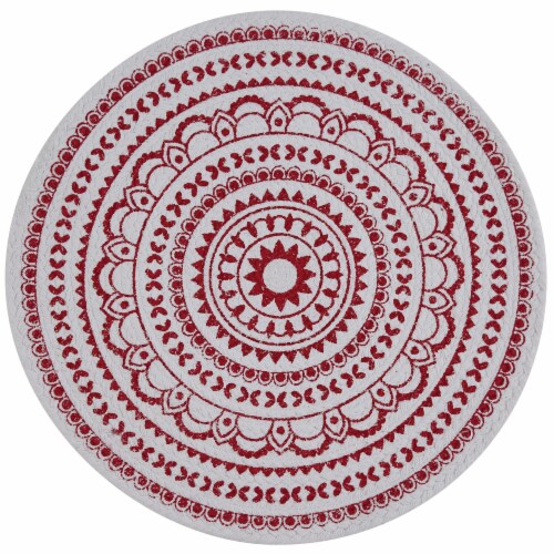 Split P Medallion Round Printed Placemat Set - Red Perspective: front