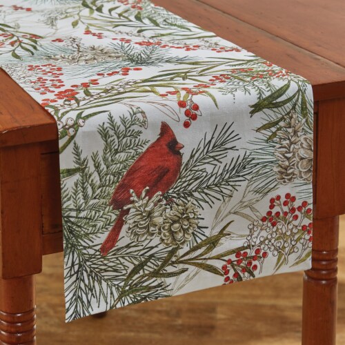 Park Designs Cardinal Table Runner  - 54 L - White Perspective: front