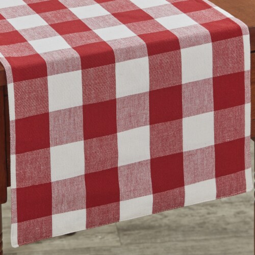 Park Designs Buffalo Check Backed Red and Cream Table Runner 13 x 36 Perspective: front