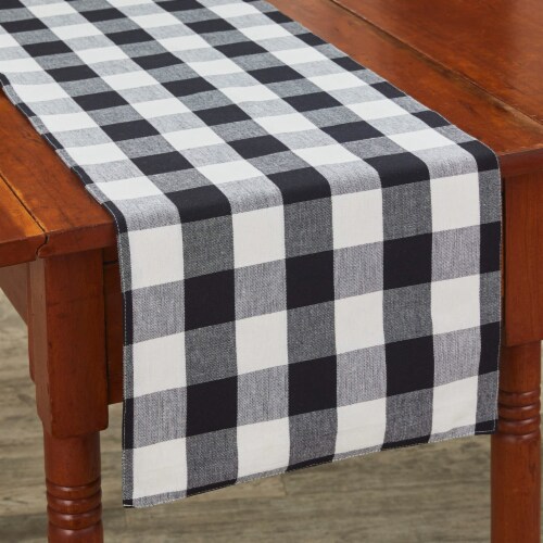 Park Designs Buffalo Check Backed Table Runner - 54''L - Black & Cream Perspective: front