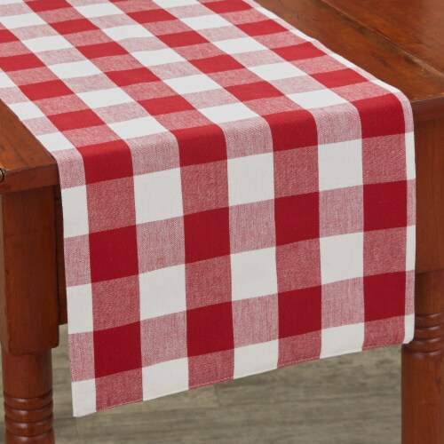 Park Designs Buffalo Check Backed Table Runner - Red & Cream Perspective: front