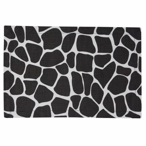 Split P Giraffe Printed Placemat Set - Black Perspective: front