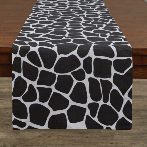 Split P Giraffe Printed Table Runner - 72''L - Black Perspective: front