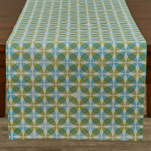 Split P Mia Table Runner - 72 L - Aqua Perspective: front
