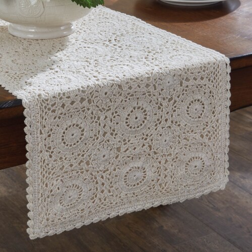 Park Designs Lace Table Runner - 54 L - Cream Perspective: front