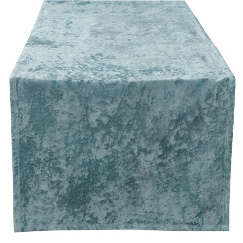 Split P Crushed Velvet Table Runner 15X72 Seafoam Perspective: front