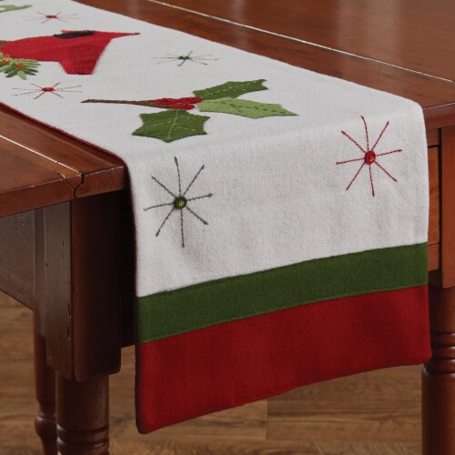 Park Designs Christmas Greenery Felt Table Runner - 54''L - Red Perspective: front