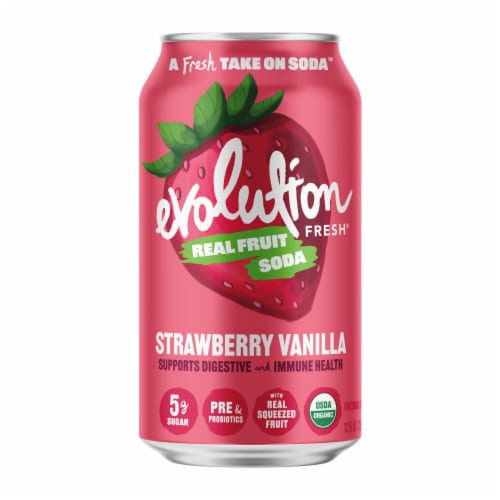 Evolution Fresh® Strawberry Vanilla Organic Real Fruit Soda Perspective: front