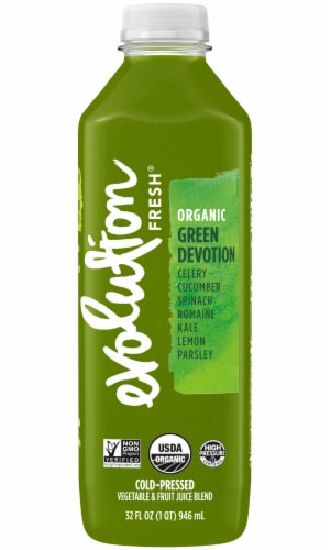 Evolution Fresh® Organic Green Devotion Juice Bottle Perspective: front