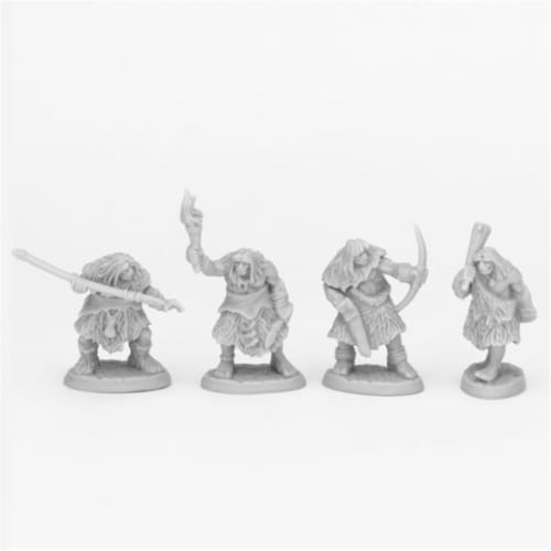 Reaper Miniatures REM44086 Bones & Bear Tribe Cavemen Miniatures, Black - 4 Piece Perspective: front