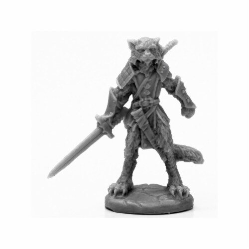 Reaper Miniatures REM44117 Bones Black Catfolk Warrior Miniatures & Miniature Games Perspective: front