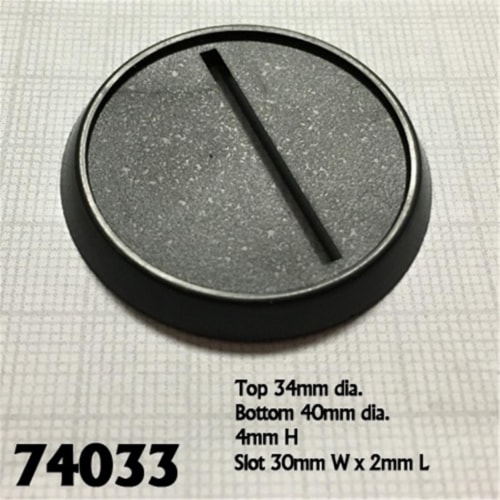 Reaper Miniatures REM74033 40mm Round Lipped Plastic Slotted Gaming Bases Perspective: front