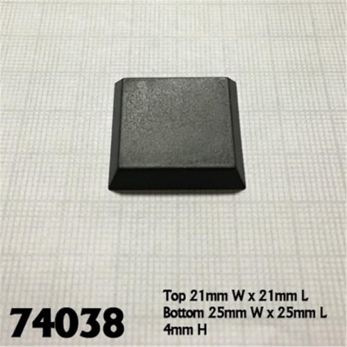 Reaper Miniatures REM74038 1 in. Square Plastic Flat Top Base - Pack of 20 Perspective: front