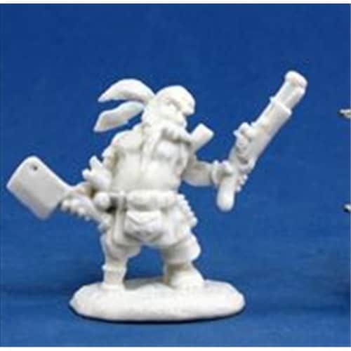 Reaper Miniatures 77133 Bones - Gruff Grimecleaver- Dwarf Pirate Perspective: front