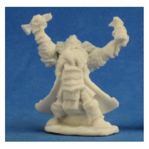 Reaper Miniatures REM77213 Bones Thain Grimthorn, Dwarf Cleric Miniature Perspective: front
