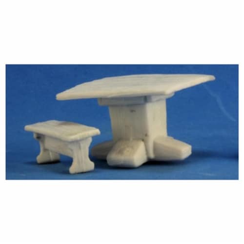 Reaper REM77319 Bones Table & Benches Miniature Figures Perspective: front
