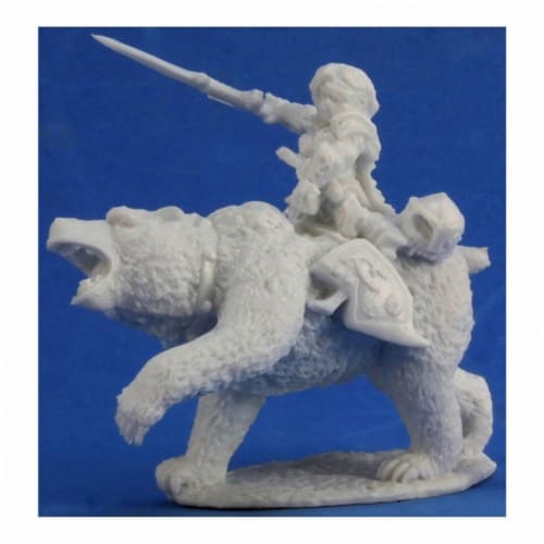 Reaper REM77353 Bones Ursula, Dwarven Bear Rider Miniature Figures Perspective: front