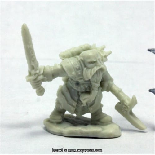 Reaper Miniatures REM77400 25mm Scale Durgam Deepmug, Dwarf Hero for Werner Klocke Perspective: front
