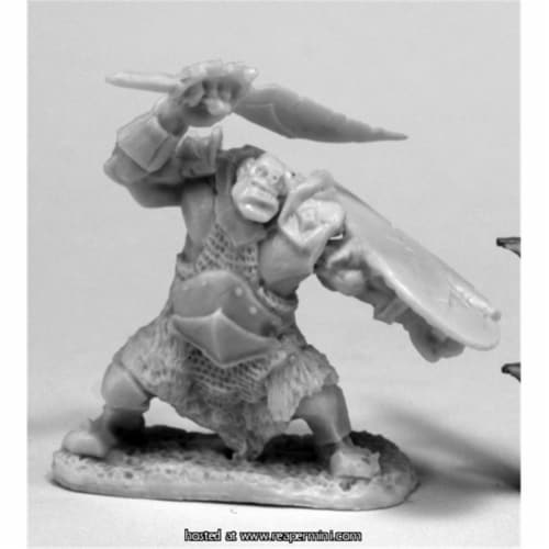Reaper Miniatures REM77432 25mm Scale Orc Slicer, Scimitar & Shield Perspective: front