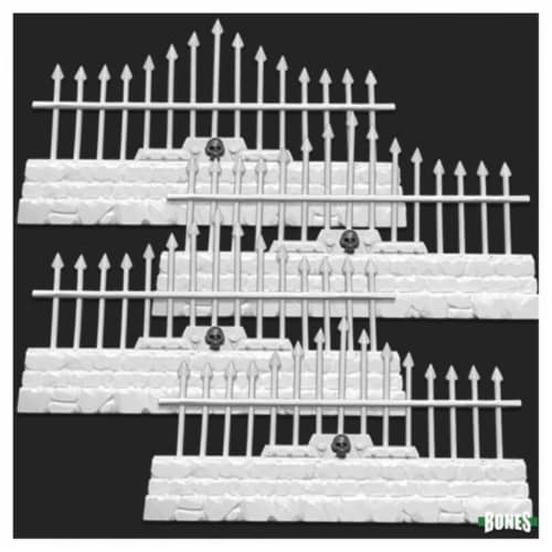 Reaper Miniatures REM77532 Bones - Graveyard Long Fences Miniatures - Set of 4 Perspective: front