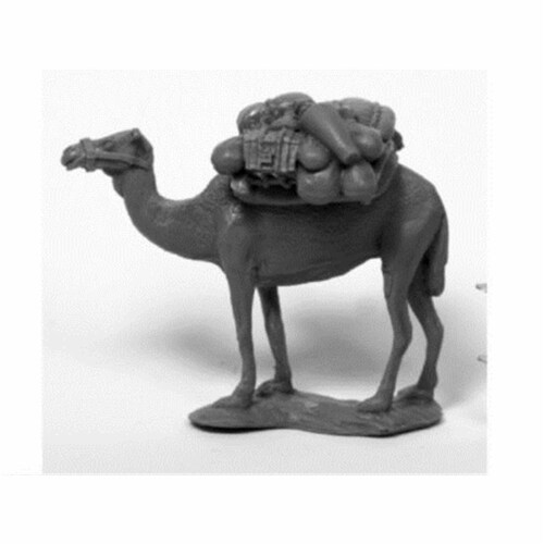Reaper Miniatures  Bones Chronoscope Camel with Pack Animal Miniature Perspective: front