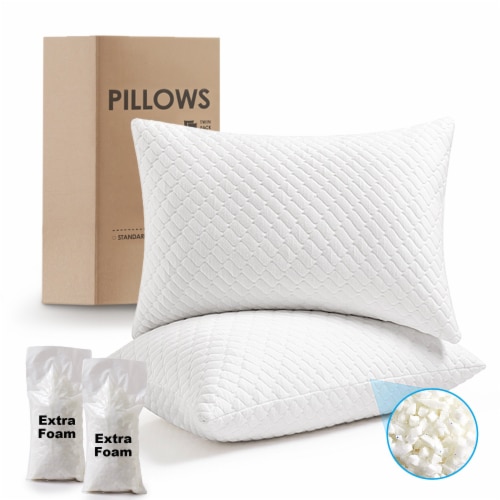 Shredded Memory Foam Adjustable Bed Pillows Cooling Set Of 2 Standard Queen King Square Shap King Pay Less Super Markets