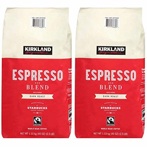 Kirkland Signature Whole Bean Coffee, Roasted by Starbucks, 40 Ounce - 2.5 LBS, 2 Pack Perspective: front