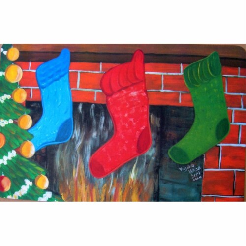 Custom Printed Rugs Christmas Stockings Door Mat Perspective: front