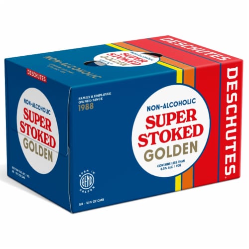 Deschutes Brewery® Super Stoked Non-Alcoholic Golden Craft Beer Perspective: front
