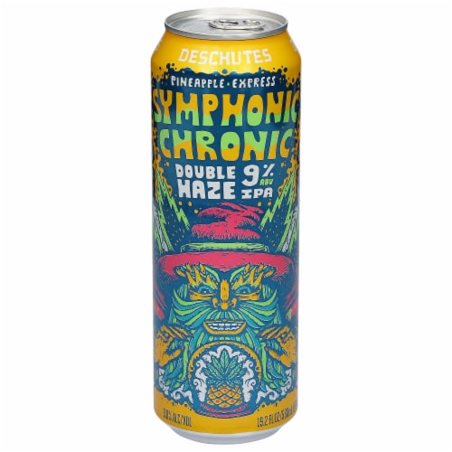Deschutes Brewery Pineapple Express Symphonic Chronic Double Haze IPA Perspective: front