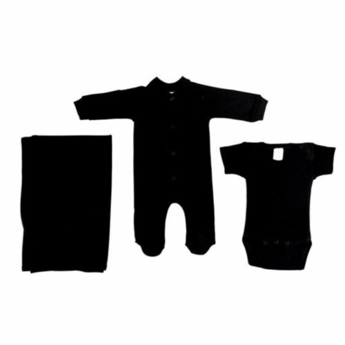Bambini LS-0070L 8 in. Stylish Baby Clothes, one pieces & Towel, Black - Large Perspective: front