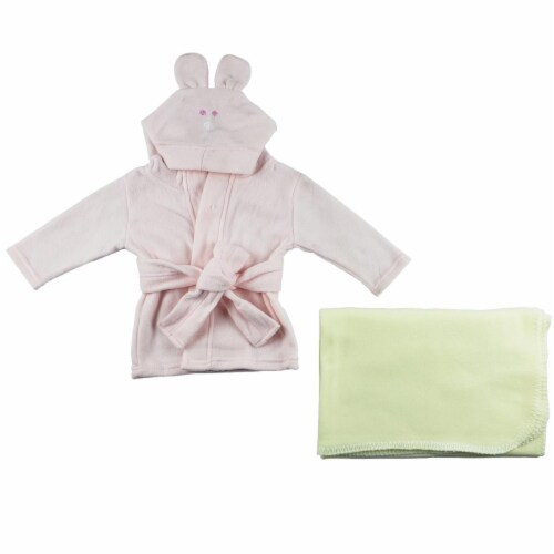 Bambini CS-0057 Fleece Robe & Blanket, Pink & Yellow - Newborn - 2 Piece Perspective: front