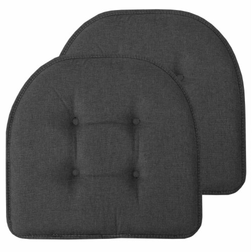 Sweet Home Collection  Memory Foam Tufted Chair Cushion Non Slip Rubber  Back, Black, 4 PK, 4PK - Foods Co.