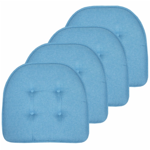 Sweet Home Collection Solid U Shaped Memory Foam 17 x 16 Chair Cushions Turquoise 4 PK 4PK QFC