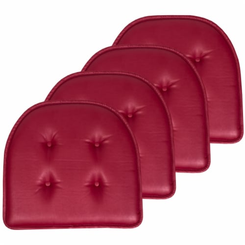 Sweet Home Collection Memory Foam Chair Pad No Slip Faux Leather 16 x 17 Burgundy 4 PK 4PK Pick n Save