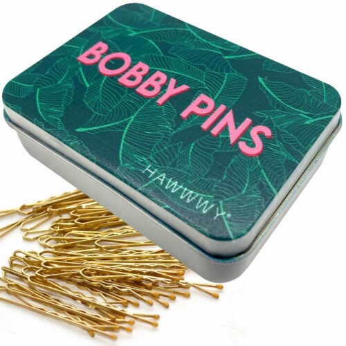 HAWWWY 300 Pcs Gold Bobby Pins w/ Cute Case for Buns, Kids, Girls & Women Perspective: front