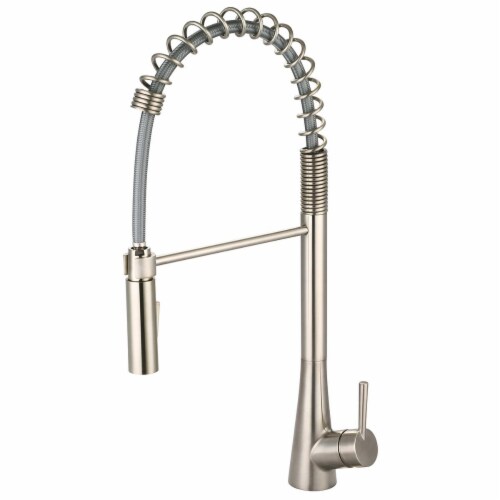 I2 K-5015-BN 7.62 in. Single Handle Pre-Rinse Spring Pull-Down Kitchen Faucet - Brushed Nicke Perspective: front