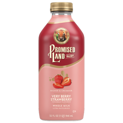 Promised Land® Very Berry Strawberry Flavored Whole Milk Perspective: front