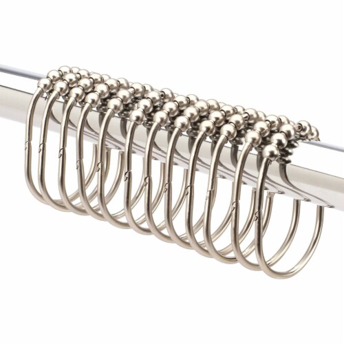 2LB Depot Wide Shower Curtain Rings/Hooks Set, Brushed Nickel Finish, Set of 12 Perspective: front