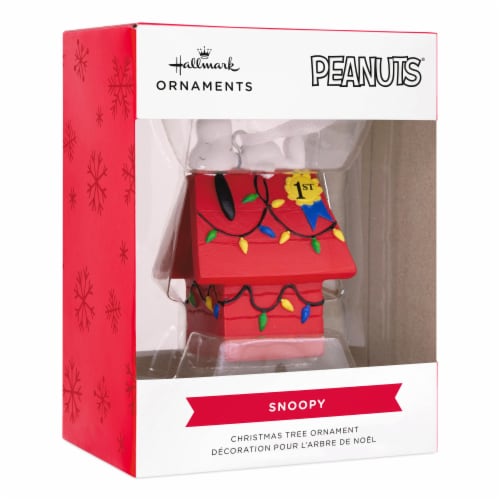 Hallmark Peanuts® Snoopy Decorated Dog House Ornament Perspective: front